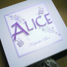 Keepsake box adoption name star flowers & butterflies
