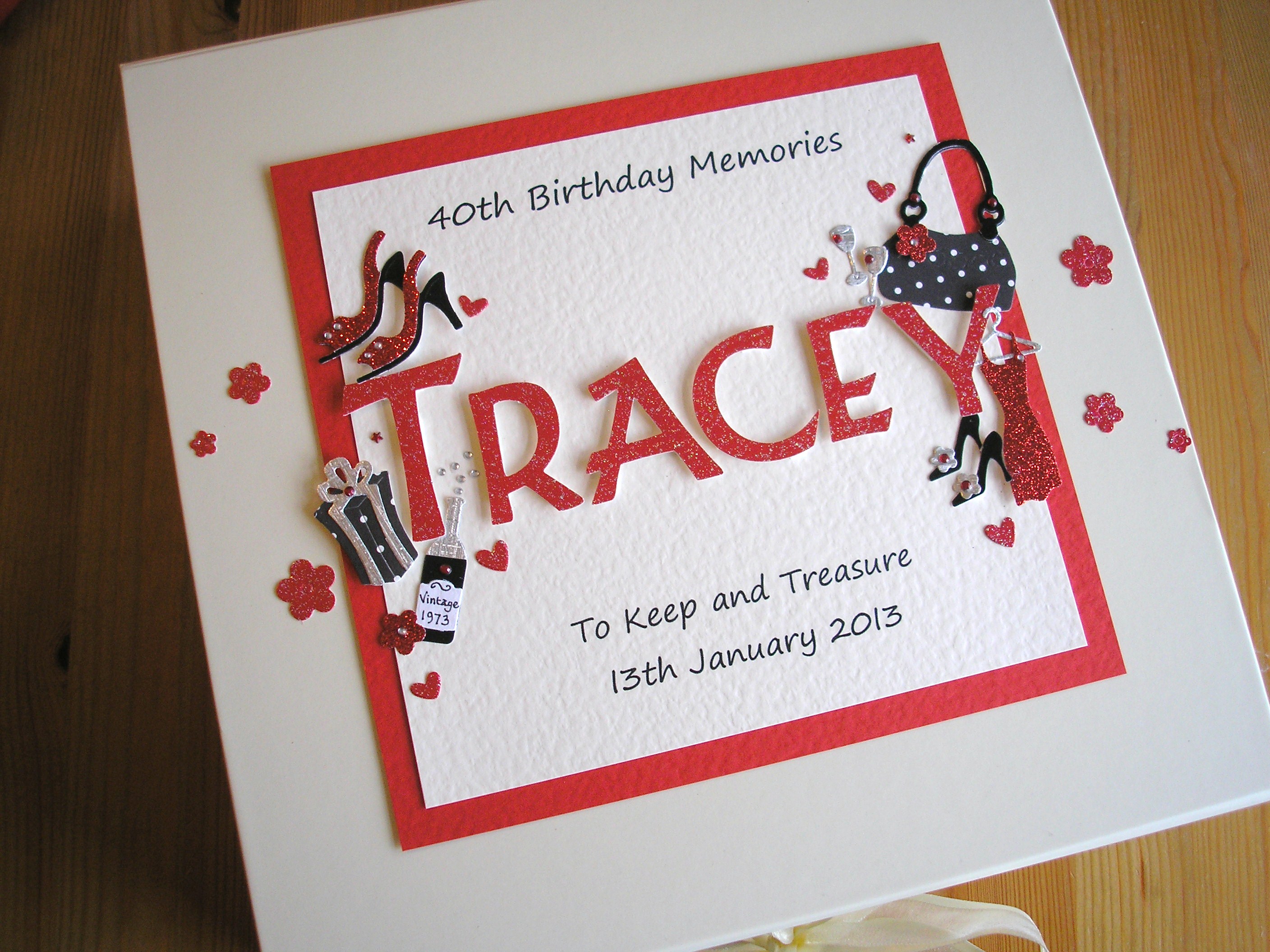 Keepsake box womens name with birthday decorations