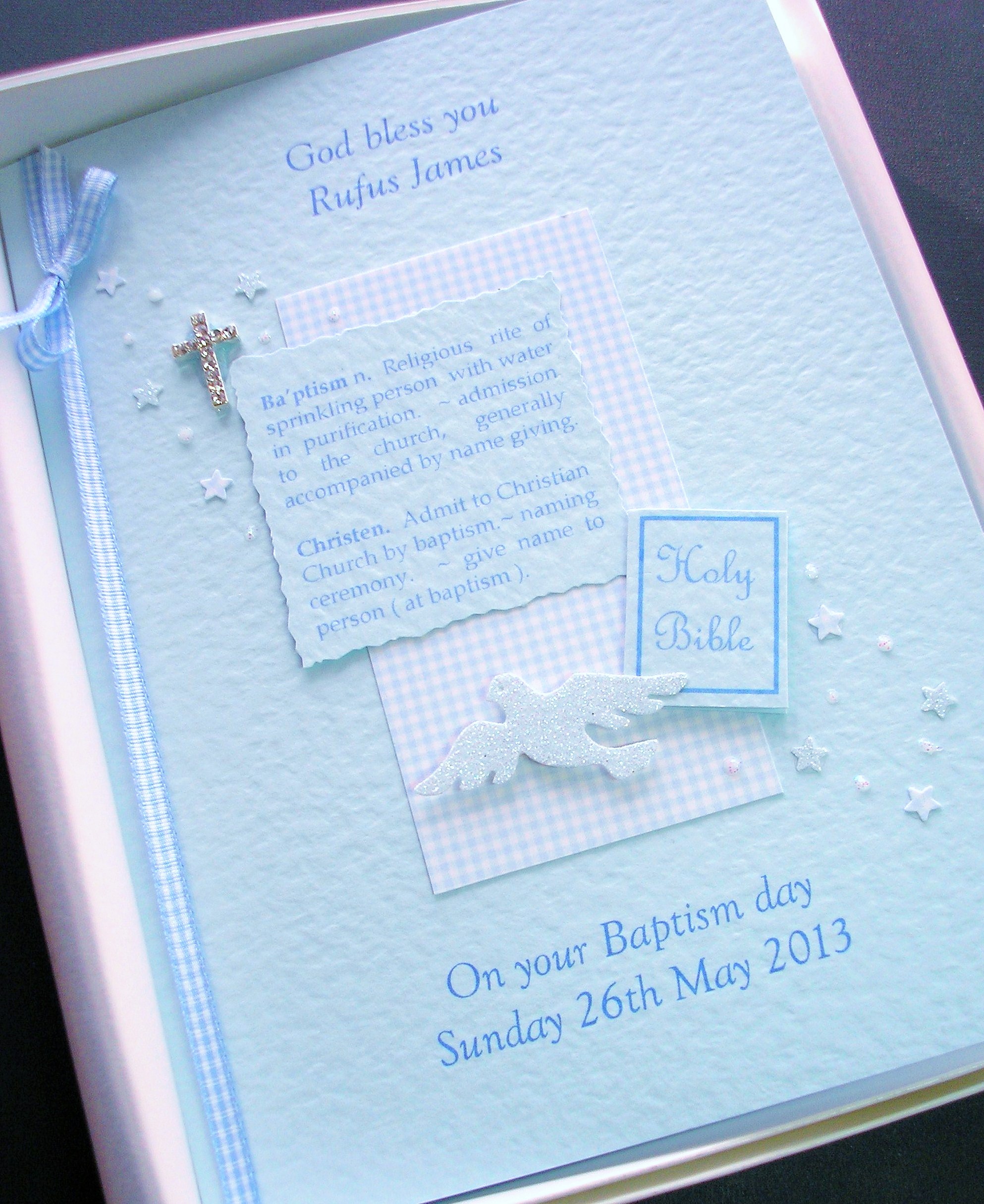 Christening definition with diamante crucifix First Hand Cards