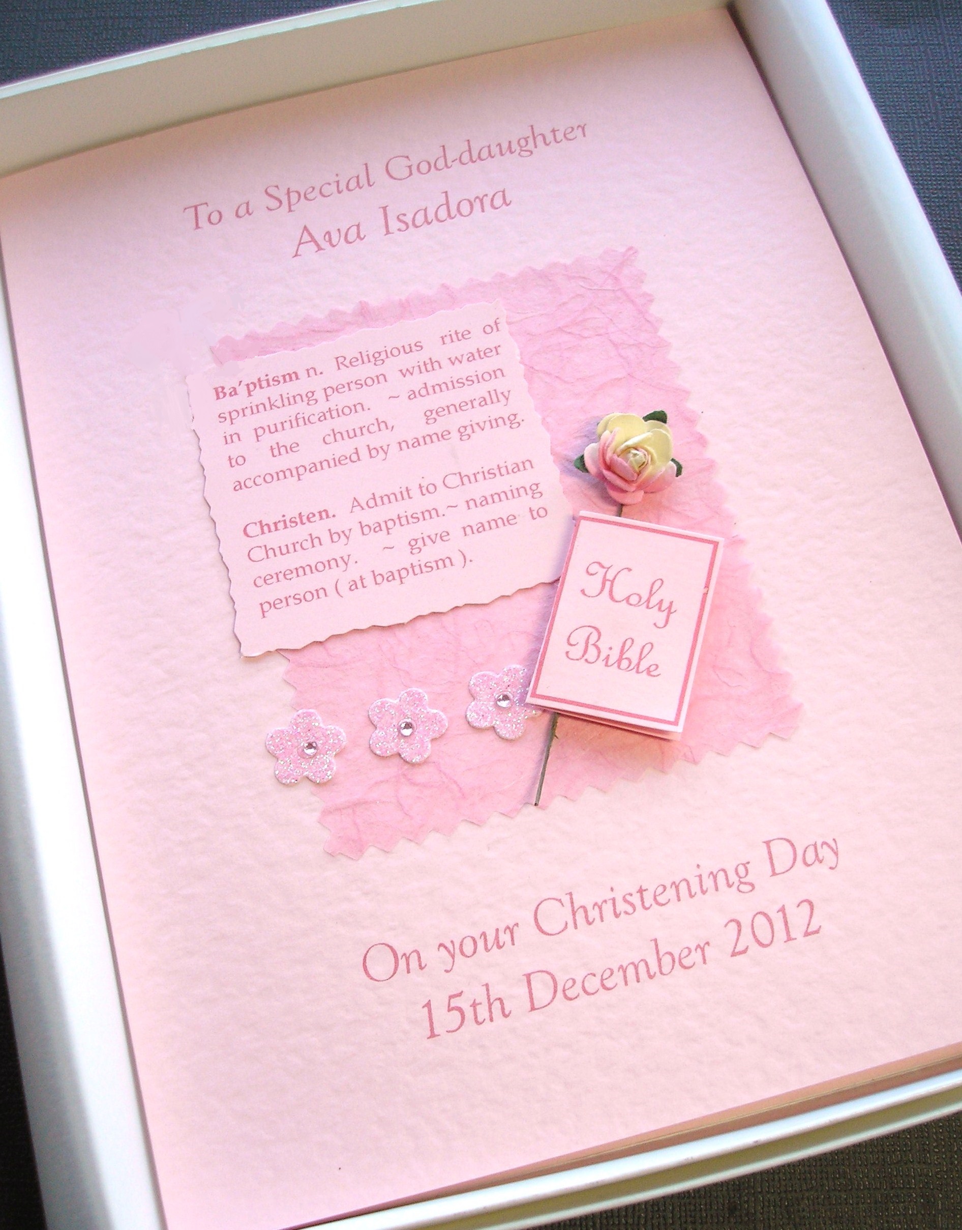 Christening definition with flower First Hand Cards