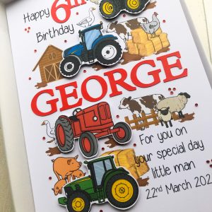 Childrens A5 name with tractors