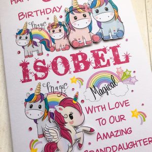 Childrens A5 name with unicorns