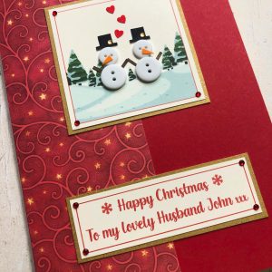 Christmas button snowmen couple red