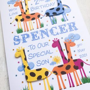 Children A5 name with giraffes