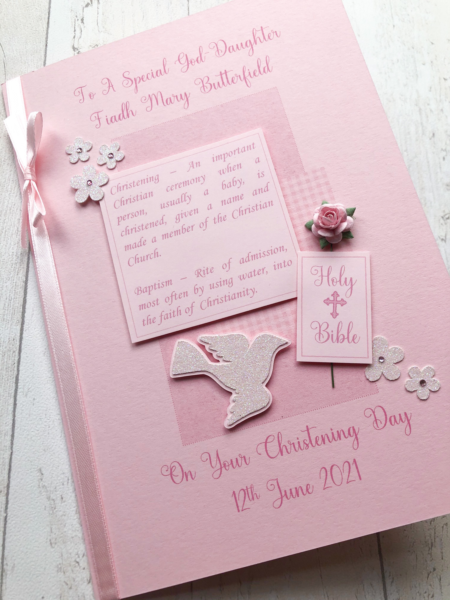 Christening definition with flower First Hand Cards
