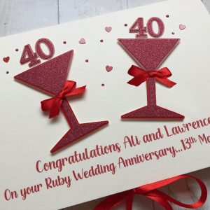 Anniversary glitter glasses ruby
